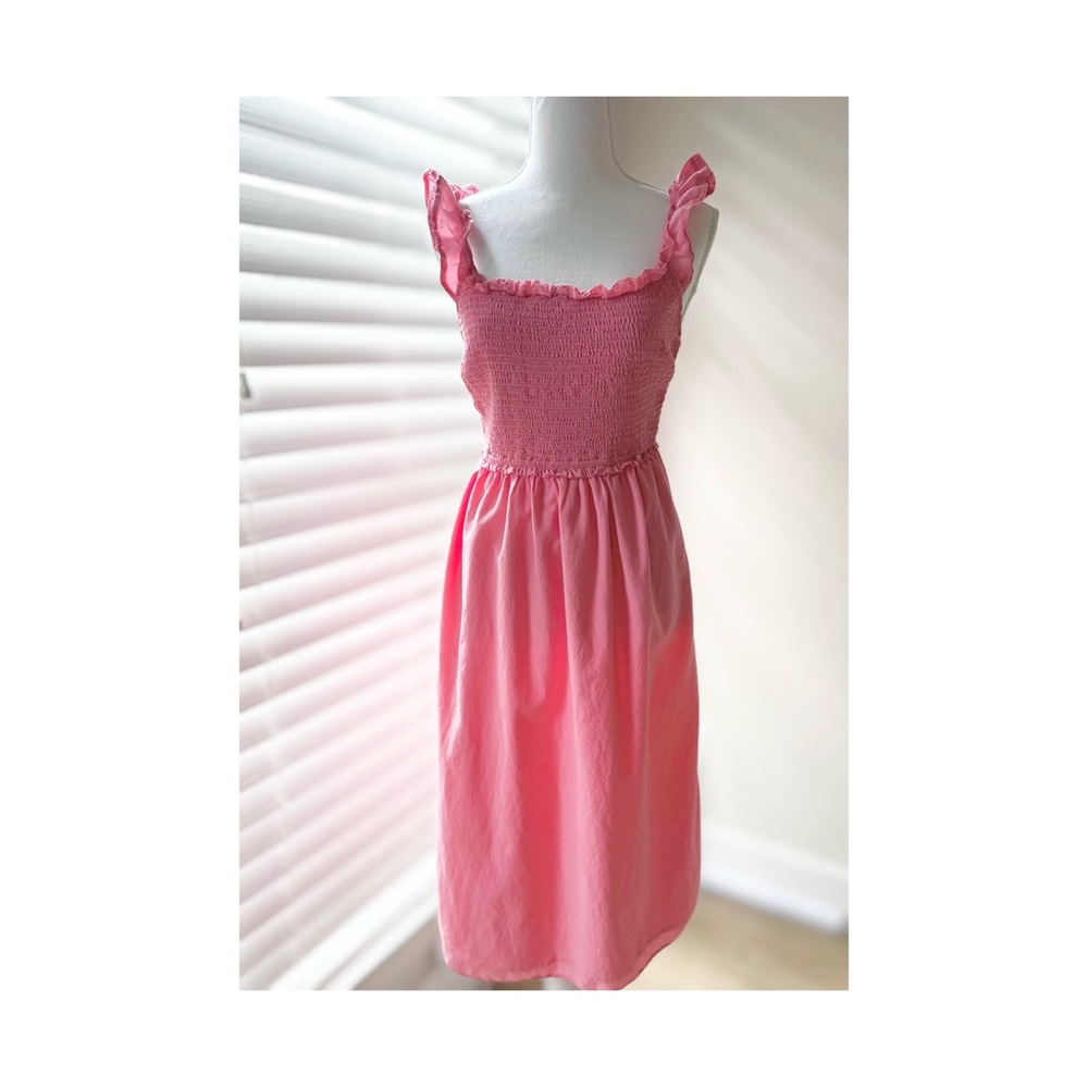 Wilfred Pink Smocked Midi Sundress with Ruffle Straps